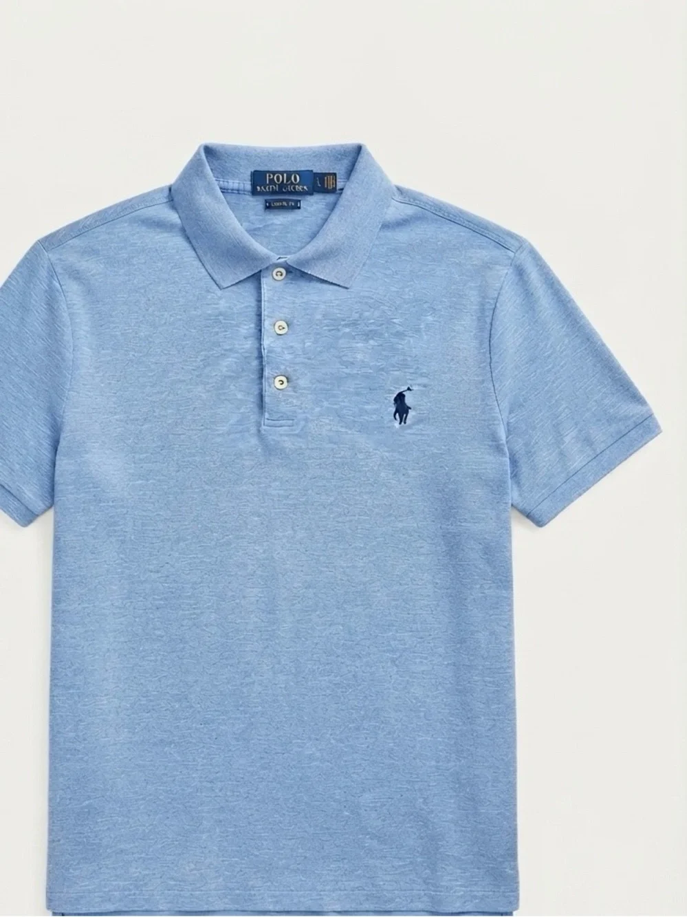 POLO Ralph Lauren Men's Weathered Light Blue Classic Fit Polo Shirt - Size L